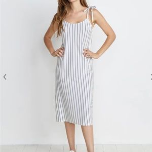 Marine Layer Blue and White Striped Midi Dress